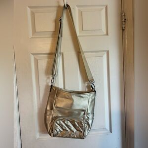 IHKWIP Zig Zag Quilted Go Getter Shoulder Bag with Crossbody Strap Met Champagne